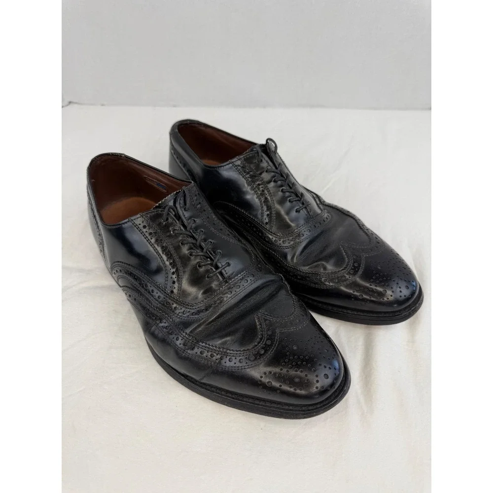 Vintage Allen Edmonds‎ Lloyd Black Leather Wingtip Oxford Dress Shoes Mens 8.5